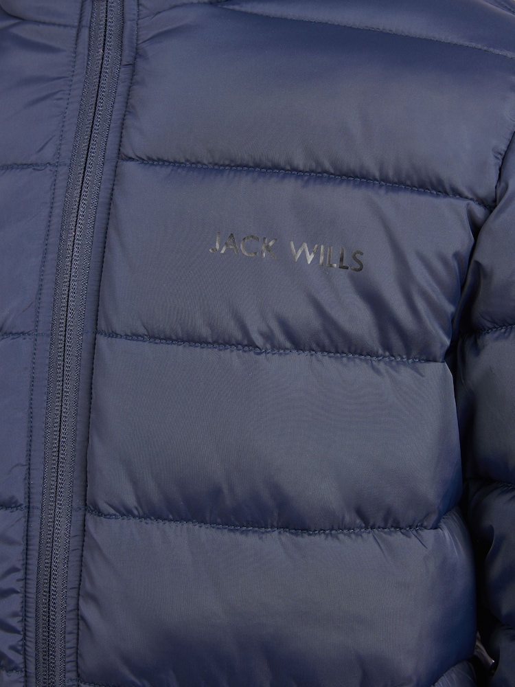 Jack Wills Blue Boys Classic Hooded Puffer Jacket - Image 5 of 6