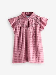 Pink Lace Check Blouse - Image 1 of 1