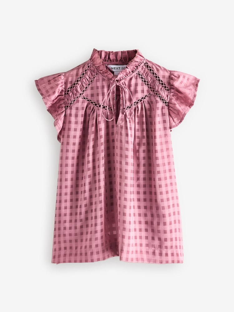 Pink Lace Check Blouse - Image 1 of 1