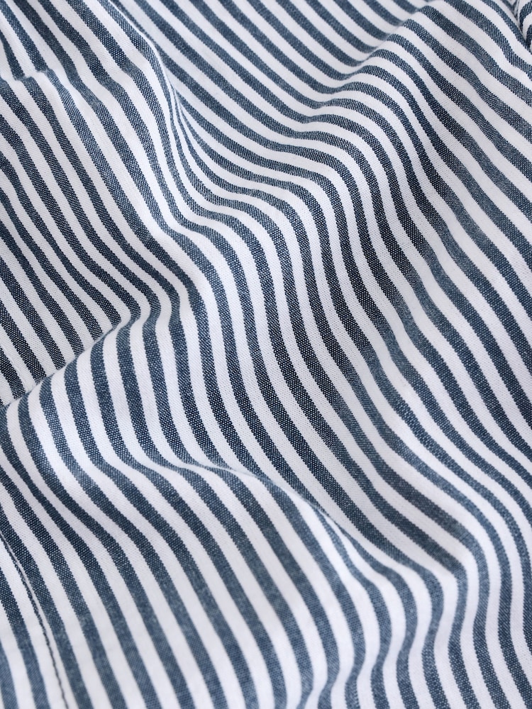 Blue Long Sleeves Ticking Stripe 100% Cotton Blouse - Image 2 of 3