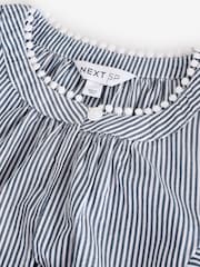 Blue Long Sleeves Ticking Stripe 100% Cotton Blouse - Image 3 of 3