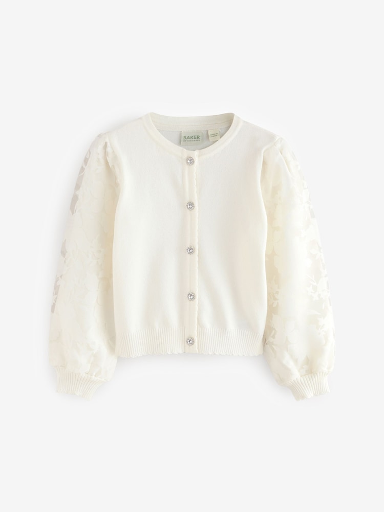 Bela - Baker by Ted Baker rožast Vzorec Mesh Sleeve Knitted pletena jopa - Slika 2 iz 5