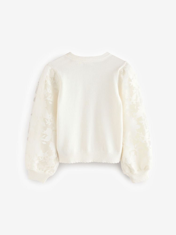 Baker by Ted Baker Floral Mesh Sleeve Knitted Cardigan - Image 3 of 5