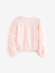 rožnata - Baker by Ted Baker rožast Vzorec Mesh Sleeve Knitted pletena jopa - Slika 3 iz 5