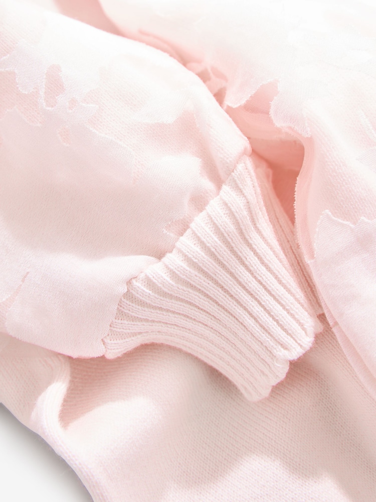 rožnata - Baker by Ted Baker rožast Vzorec Mesh Sleeve Knitted pletena jopa - Slika 5 iz 5