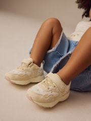 Neutral Embroidered Floral Elastic Lace Touch Fasten Trainers - Image 2 of 8