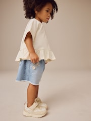 Neutral Embroidered Floral Elastic Lace Touch Fasten Trainers - Image 3 of 8
