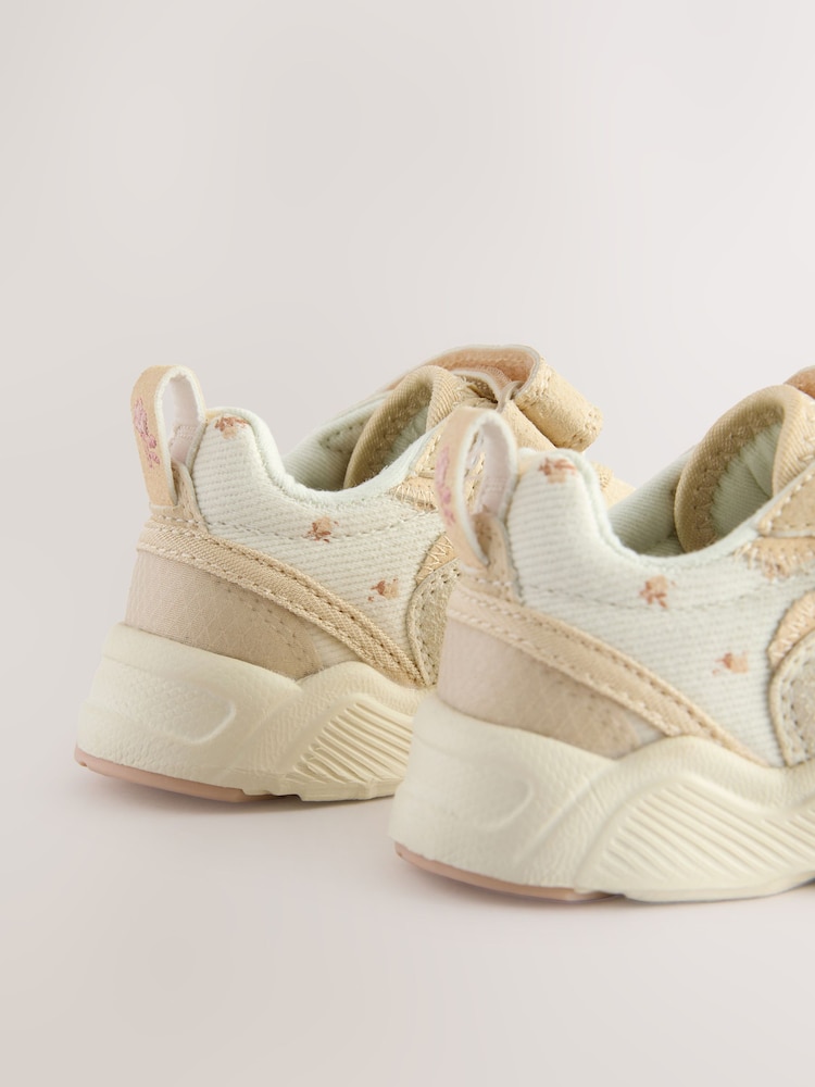 Neutral Embroidered Floral Standard Fit (F) Elastic Lace Touch Fasten Trainers - Image 7 of 8