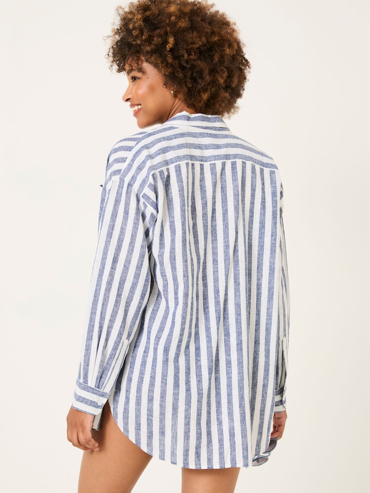 FatFace White Beachwear Stripe Longline Shirt - Image 2 of 6