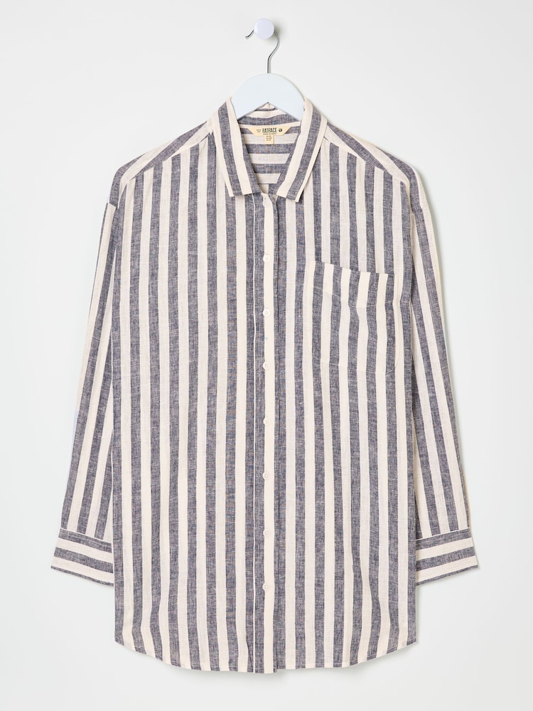 FatFace White Beachwear Stripe Longline Shirt - Image 6 of 6