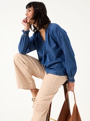 Azul - Blusa de denim - Imagen 4 de 5