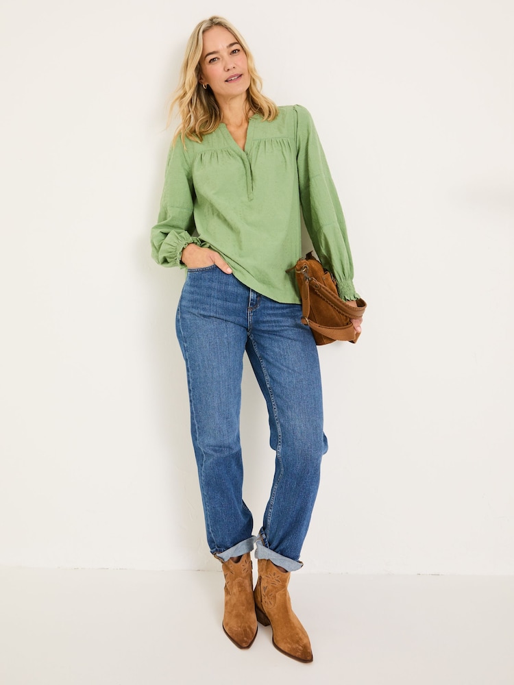 FatFace Poppy Olive Green Embroidered Blouse - Image 1 of 9