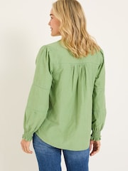 FatFace Poppy Olive Green Embroidered Blouse - Image 2 of 9