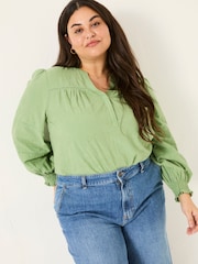 FatFace Poppy Olive Green Embroidered Blouse - Image 5 of 9