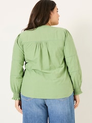 FatFace Poppy Olive Green Embroidered Blouse - Image 6 of 9