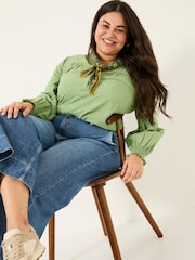 FatFace Poppy Olive Green Embroidered Blouse - Image 8 of 9