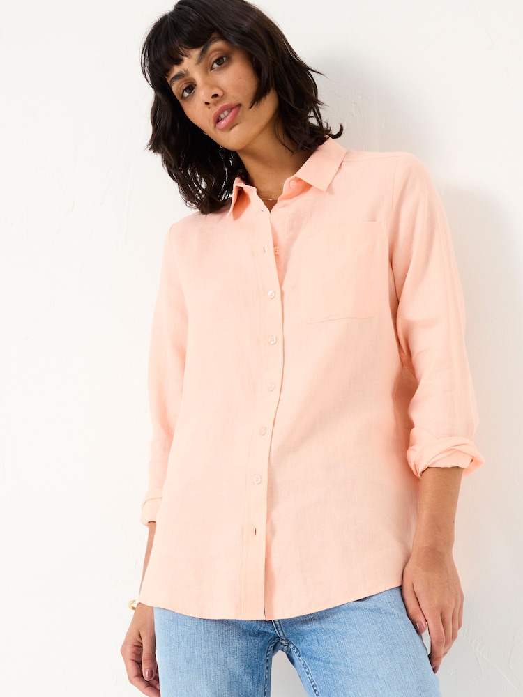 Coral rosa - FatFace Olivia Camisa de lino - Imagen 1 de 6