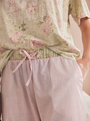 Shabby Chic by Rachel Ashwell® Pink/Green Floral Print Stripe 100% Cotton Pyjamas Set - Image 5 of 9