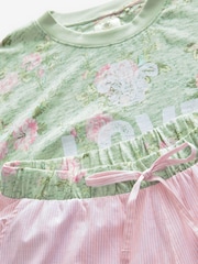 Shabby Chic by Rachel Ashwell® Pink/Green Floral Print Stripe 100% Cotton Pyjamas Set - Image 8 of 9