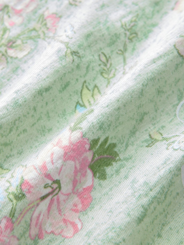 Shabby Chic by Rachel Ashwell® Pink/Green Floral Print Stripe 100% Cotton Pyjamas Set - Image 9 of 9