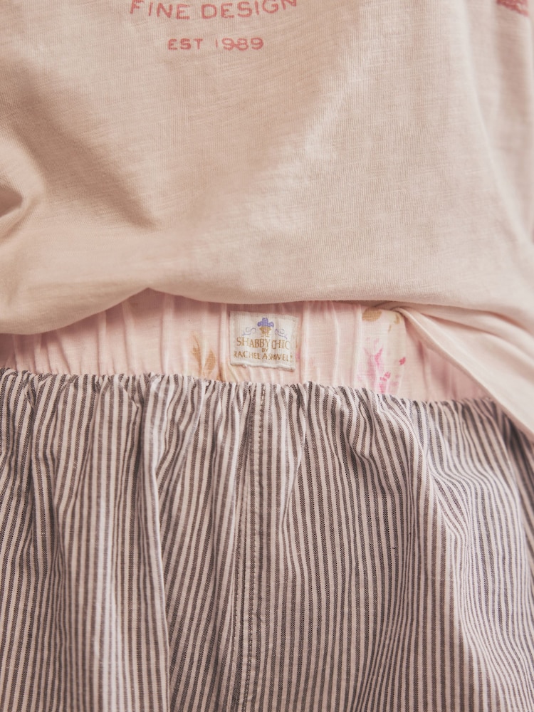 Shabby Chic by Rachel Ashwell® Pink Stripe Jersey Short 100% Cotton Pyjamas Set - Image 5 of 5