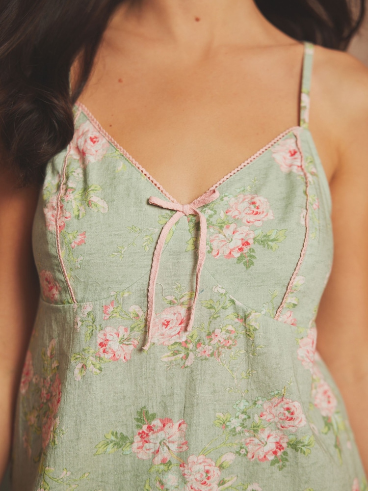Shabby Chic by Rachel Ashwell® Green Floral Print Cami Short Set Pyjamas - Image 4 of 10