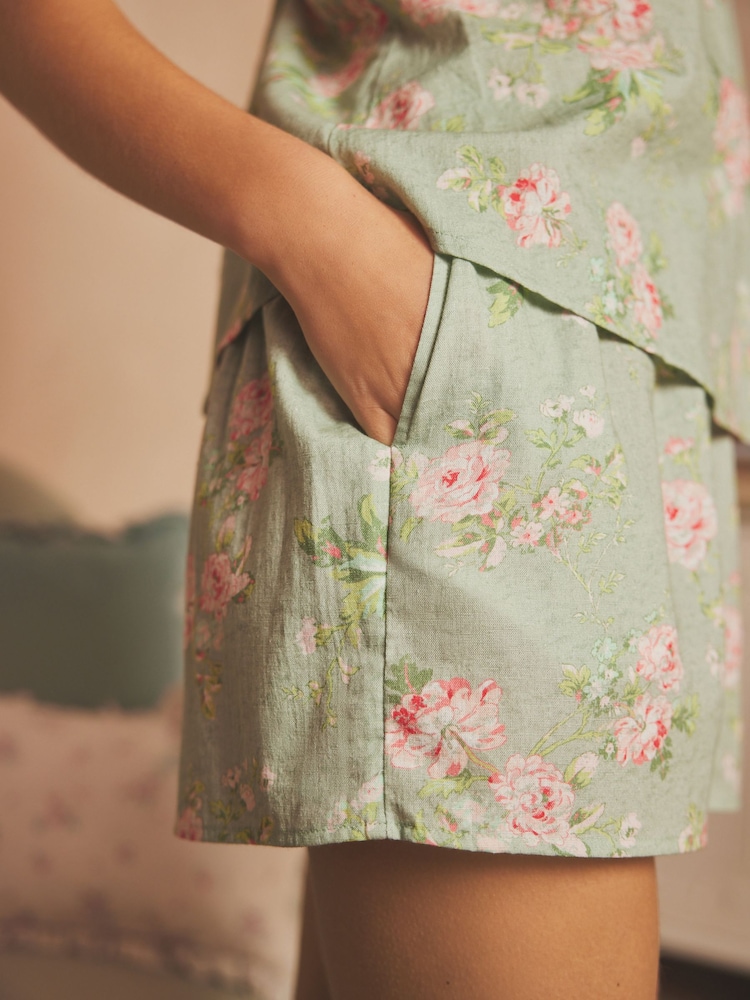 Shabby Chic by Rachel Ashwell® Green Floral Print Cami Short Set Pyjamas - Image 5 of 10