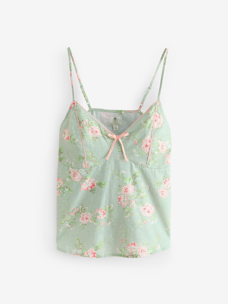 Shabby Chic by Rachel Ashwell® Green Floral Print Cami Short Set Pyjamas - Image 6 of 10