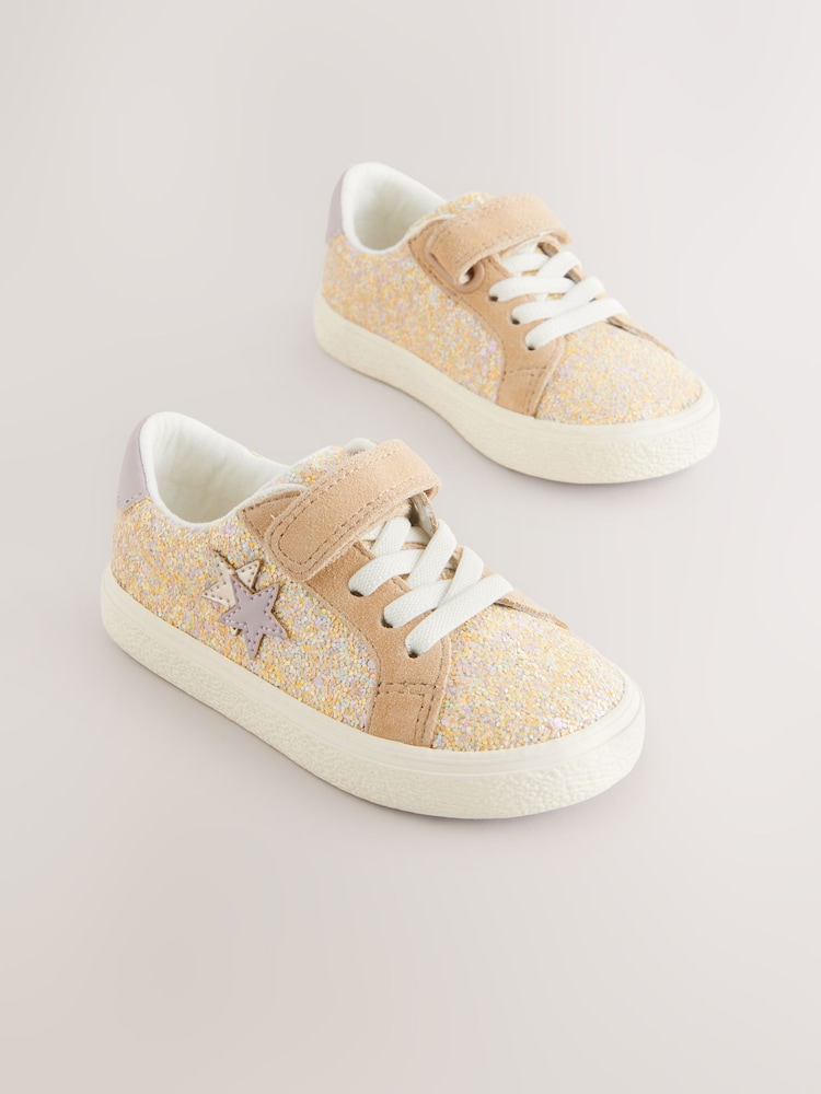 Multi Glitter Elastic Lace Touch Fastening Trainers - Image 6 of 6