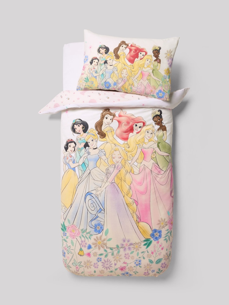 Pink Disney Princess 100% Cotton Duvet Cover and Pillowcase Set - Image 1 of 1