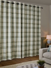Linen Look Check Eyelet Lined Curtains - Imagen 3 de 5