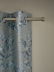 Blue Floral Jacquard Eyelet Lined Curtains - Image 1 of 5