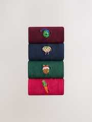 Red/Green Christmas Embroidered Socks - Image 1 of 8
