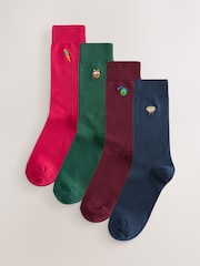 Red/Green Christmas Embroidered Socks - Image 2 of 8