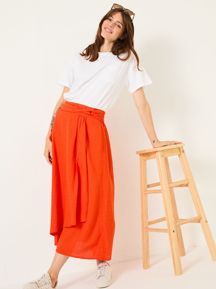 FatFace Burnt Orange Juni Midi Skirt - Image 1 of 10