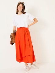 FatFace Burnt Orange Juni Midi Skirt - Image 3 of 10