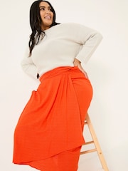 FatFace Burnt Orange Juni Midi Skirt - Image 8 of 10