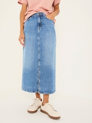 FatFace Blue Denim Carla Midi Skirt - Image 1 of 10
