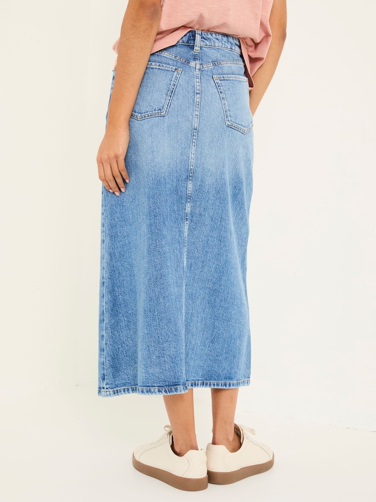 FatFace Blue Denim Carla Midi Skirt - Image 2 of 10