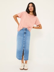 FatFace Blue Denim Carla Midi Skirt - Image 3 of 10
