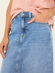 FatFace Blue Denim Carla Midi Skirt - Image 5 of 10