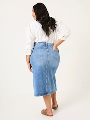 FatFace Blue Denim Carla Midi Skirt - Image 7 of 10