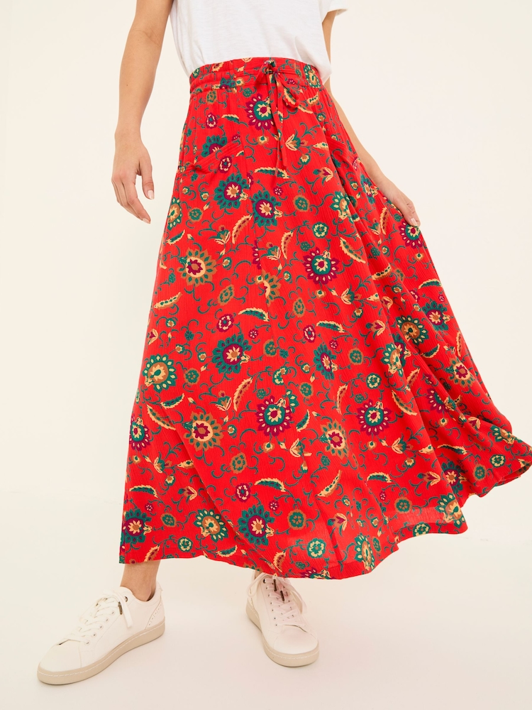 FatFace Burnt Orange Suki Midi Skirt - Image 3 of 6