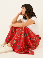 FatFace Burnt Orange Suki Midi Skirt - Image 4 of 6