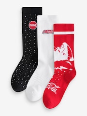 Red/White/Black 3 Pack Christmas Coca Cola Sports Socks - Image 1 of 6
