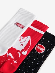 Red/White/Black 3 Pack Christmas Coca Cola Sports Socks - Image 2 of 6