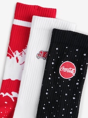 Red/White/Black 3 Pack Christmas Coca Cola Sports Socks - Image 6 of 6