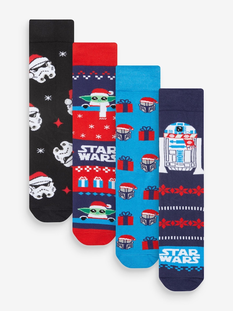 Синий/черный - Star Wars Рождество Узор носки 4 набор - Изображение 1 из 5