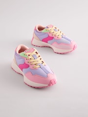Pink Colourblock Lace-Up Chunky Trainers - Image 1 of 5