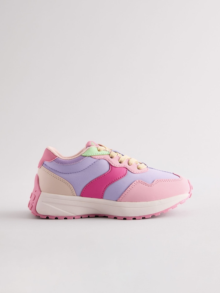 Pink Colourblock Lace-Up Chunky Trainers - Image 2 of 5